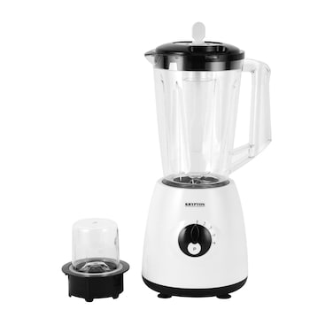 Krypton 2-in-1 Blender- KNB6601/ 600 W, Powerful Motor with 4 Speed Setting and Pulse/ Transparent and Unbreakable Jars with Sharp Blade, Grinder Attachment/ Perfect for making Smoothies, Milkshakes, etc and Grinding Beans, Coconut, Nuts, etc/ White, 2 Years Warranty