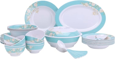 Delcasa 40 PCs Melamine Ware Dinner Set DC2111 Plates, Dishes, Bowls, Spoons