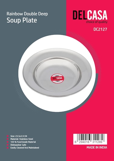 طبق شوربة ديلكاسا رينبو المزدوج العميق، DC2127 - طبق بيضاوي غير مقسم للخضراوات، مناسب لتقديم الطعام في المطبخ، والشواء، والتخييم، سهل التنظيف والصيانة، آمن للغسل في غسالة الأطباق