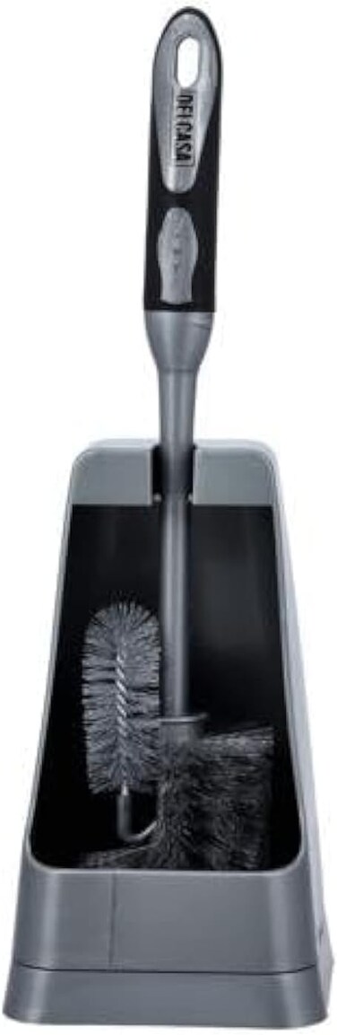 فرشاة تنظيف المرحاض Delcasa DC2406 مع حامل، رمادي/أسود