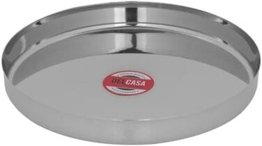 طبق عشاء دائري من الفولاذ المقاوم للصدأ من ديلكاسا DC2434، مقاس 12 بوصة، فضي