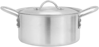 Delcasa DC2851 Aluminum Casserole with Handle and Lid, 26 cm Size, Silver