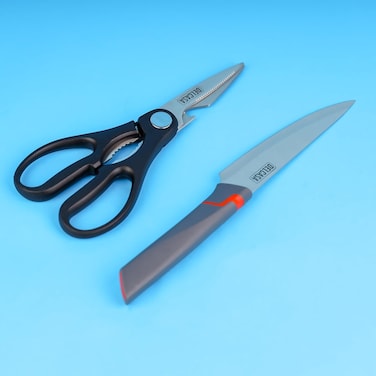 Delcasa DC2953 Kitchen Cutting Knives Set, 2-Pieces, Black