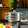 Delcasa 3 Layer Stainless Steel Steamer, 4.0 Liter Capacity, Silver