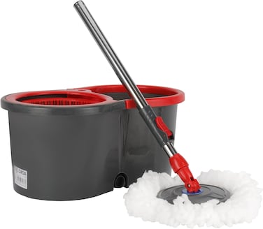 ممسحة ديلكاسا شاين سويب 16 لتر سبين إيزي موب DC2960، رأس ممسحة دوارة 360 درجة، ارتفاع قابل للتعديل، مصنوعة من ألياف دقيقة 100%، لا تسبب انسكاب السوائل أو تلف الأرضيات