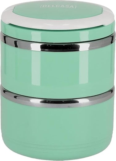 Delcasa Stainless Steel Inner Lunch Box With 2 Layers, 1500ml Capacity, Green