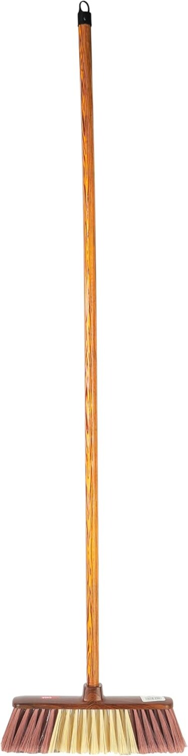 مكنسة أرضية ديلكاسا DC3101 بعصا خشبية طويلة، بني