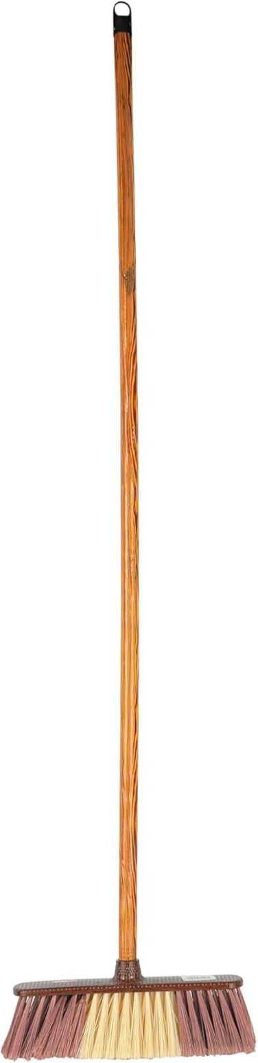 مكنسة أرضية ديلكاسا DC3102 بعصا خشبية طويلة، بني