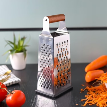 مبشرة ديلكاسا DC3189 من الفولاذ المقاوم للصدأ، ذات 4 جوانب ومقبض خشبي، فضية اللون