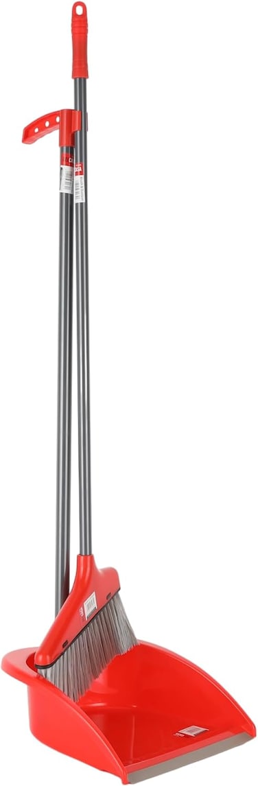 مجرفة غبار مع فرشاة من ديلكاسا، أحمر