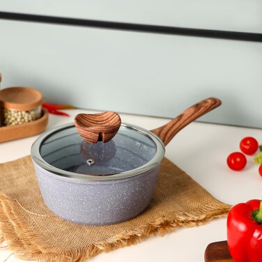 قدر ديلكاسا DC3331 الأساسي بغطاء زجاجي، مقاس 16 سم، رمادي