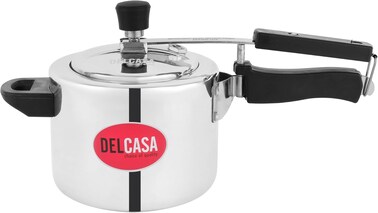 Delcasa Aluminum Pressure Cooker, 5 Liters Capacity, Silver
