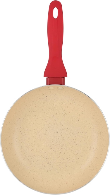 Delcasa DC3408 Non Stick Frypan, 18cm Size, Off White/Red