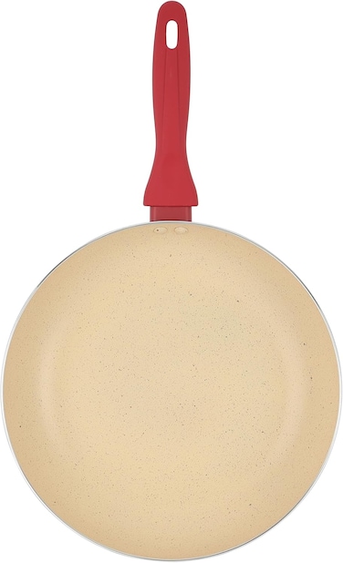 Delcasa DC3409 Non Stick Frypan, 20cm Size, Off White/Red
