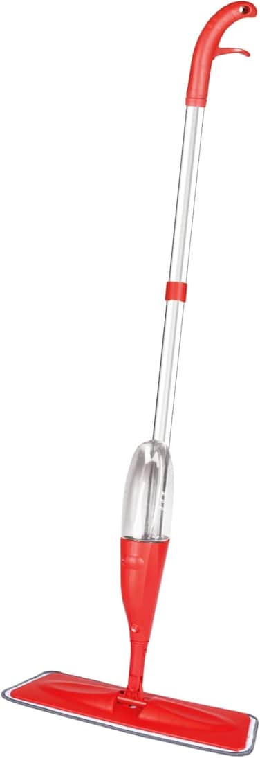 ممسحة ديلكاسا دي سي 3466 المصنوعة من الألياف الدقيقة، مزودة بمقبض من الفولاذ المقاوم للصدأ، للتنظيف الجاف والرطب، رأس قابل للإزالة والغسل، وزجاجة بخاخ قابلة لإعادة التعبئة، سعة 350 مل.