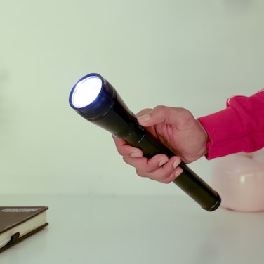 Olsenmark Rechargeable LED Flashlight  OMFL2747 All Weather Waterproof  Aluminum Body Torch Light 2000 M Real Range Distance  LED Indicators  2 Years Warranty  Lifetime Warranty for LED  Bl