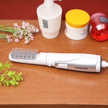 Olsenmark 800W 2-in-1 Hot Air Styler, Volumizer- Hot Air Brush with 1 Speed &amp; 3 Heat Setting, Hanging Hole - Multi-Functional Salon Hair Styler, Curler &amp; Comb