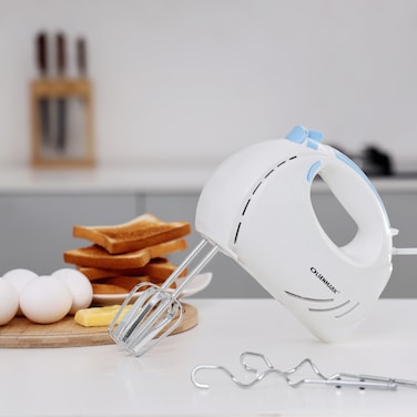 Olsenmark OMHM2348 Hand Mixer- 150W Powerful Motor- 7 Speeds- 2 Beaters and 2 Hooks - Mix, Stir, Blender, Whip - ABS Material - Lightweight