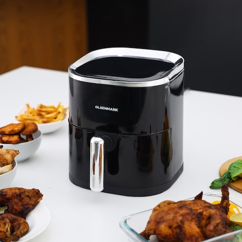 Olsenmark Digital Air Fryer- OMAF2430/ 3.5 L Capacity with Pot and Tray/ 80% Less Fat, Oil Free Cooking/ Auto Shut-Off Function and Ready Alert, for Making Fries, Steak, Chicken, Meat, Bread