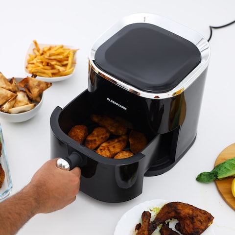 Olsenmark Digital Air Fryer- OMAF2430/ 3.5 L Capacity with Pot and Tray/ 80% Less Fat, Oil Free Cooking/ Auto Shut-Off Function and Ready Alert, for Making Fries, Steak, Chicken, Meat, Bread