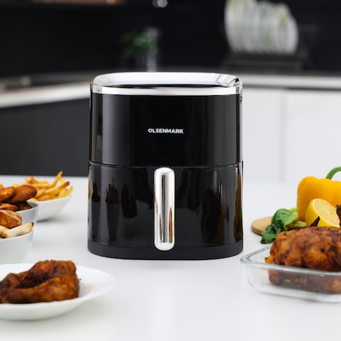 Olsenmark Digital Air Fryer- OMAF2430/ 3.5 L Capacity with Pot and Tray/ 80% Less Fat, Oil Free Cooking/ Auto Shut-Off Function and Ready Alert, for Making Fries, Steak, Chicken, Meat, Bread
