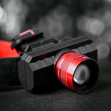 Olsenmark Led Adjustable Headlamp - Zoomable, Camping Light, Hunting Headlamp - Caving Flashlight - Running Head Lam, 1200MAH Rechargeable Battery, 2 Years Warranty