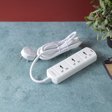 Olsenmark 3 Way Power Socket- OMES1807D/ Equipped with PP Fire Proof Housing and Child Safety Shutter/ 3 m Cord, Ideal for Home, Office, etc. to Connect Chargers, Laptops, Lamp and Other Ele