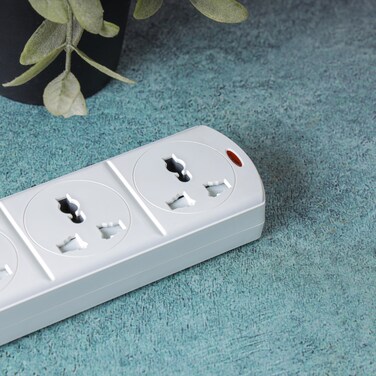 Olsenmark 3 Way Power Socket- OMES1808D/ Equipped with PP Fire Proof Housing and Child Safety Shutter/ 2-meter Cord, Ideal for Home, Office, etc. to Connect Chargers, Laptops, Lamp and Other