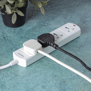 Olsenmark 4 Way Power Socket- OMES1809D/ Equipped with PP Fire Proof Housing and Child Safety Shutter/ 3-meter Cord, Ideal for Home, Office, etc. to Connect Chargers, Laptops, Lamp and Other