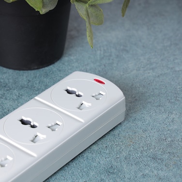 Olsenmark 5 Way Power Socket- OMES1813D/ Equipped with PP Fire Proof Housing and Child Safety Shutter/ 2-meter Cord, Ideal for Home, Office, etc. to Connect Chargers, Laptops, Lamp and Other