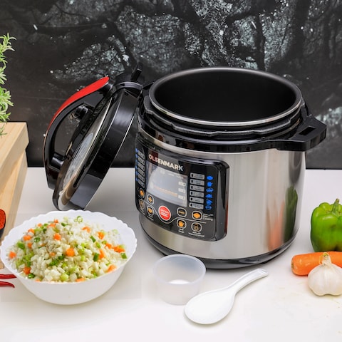 Olsenmark Electric Digital Pressure Cooker, 1000W, OMMC2436 - Digital Timer Control,12 Pre-Set Cooking Menu,7 Safety Guard Multi Cooker,6L Capacity,2 Years Warranty