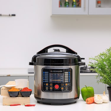 Olsenmark Electric Digital Pressure Cooker, 1000W, OMMC2436 - Digital Timer Control,12 Pre-Set Cooking Menu,7 Safety Guard Multi Cooker,6L Capacity,2 Years Warranty