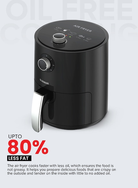 Olsenmark Air Fryer- OMAF2448E/ 1200W, 2.5L Capacity With Non-Stick Frying Pot And Tray, Oil Free Cooking/ Temperature And Cooking Timer Control Knob, 2 Years Warranty, Black