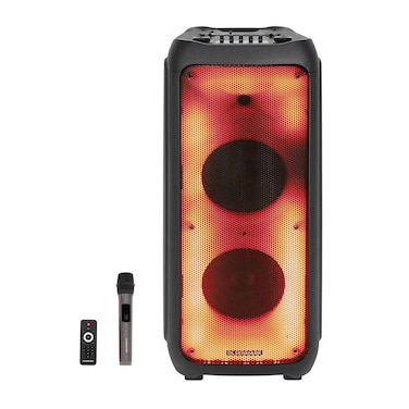 Olsenmark Rechargeable Party Speaker- OMMS1280/ Powerful Trolley Sound System, with Wireless Mic and Remote Control/ Bluetooth Connectivity, Recording Functions, LED Lights, Supports USB, TF