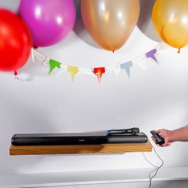 Olsenmark Soundbar with Wireless Microphone- OMMS1286/ AUX IN, USB, Bluetooth 5.0, Optical, Coaxial, HDMI, LED Display and Remote Control/ Black, 2 Years Warranty