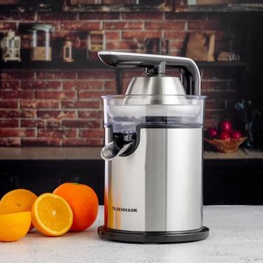 Citrus Juicer, Stainless Steel Cone Cylinder,300W, OMCJ2487, 2 Cones, Aluminium Die-Casting Handle, Anti Drip Function, Anti-Slip Base, Detachable Parts