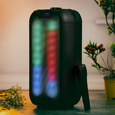 2x4" Bluetooth Party Speaker, Built-in Lights, OMMS1289, Rechargeable Karaoke Machine Works with BT/AUX/FM/USB/TF Card, 200W PMPO Party Speaker