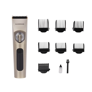 Olsenmark Professional Hair and Beard Trimmer- OMTR4102/ Rechargeable with High-Capacity Li-ion Battery and 240 min Working Time, Quick Charge/ Detachable Blades and Waterproof LED Display