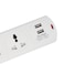 Olsenmark Power Socket- OMES1864D/ 2 Way Universal Sockets, 2-way USB Ports, Equipped with PP Fire Proof Housing and Child Safety Shutter/ 3-meter Cord, Ideal for Home, Office