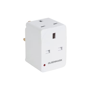 Olsenmark 3 Way UK Adaptor- OMES1888/ PP Housing, Copper Parts and Pin, Global Compatibility/ Compact and Portable Design/ Perfect for Travelling/ White