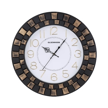 Olsenmark Round Wall Clock OMWC1921 WallMounted, Battery Operated and Durable and 2 YEAR WARRANTY