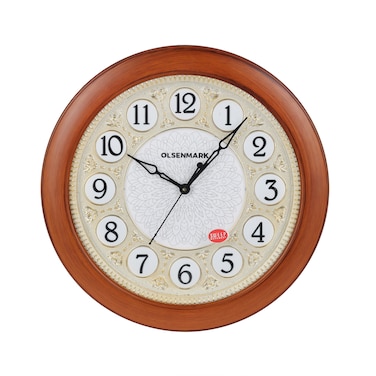 Olsenmark Round Wall Clock OMWC1922 WallMounted, Battery Operated and Durable and 2 YEAR WARRANTY