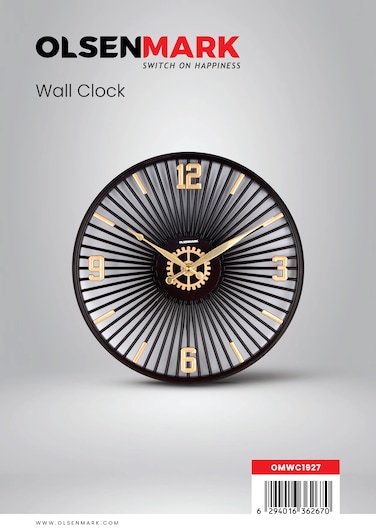 Olsenmark Round Wall Clock OMWC1927 WallMounted, Battery Operated and Durable and 2 YEAR WARRANTY