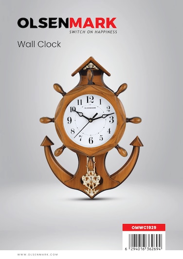 Olsenmark Round Wall Clock OMWC1929 WallMounted, Battery Operated and Durable and 2 YEAR WARRANTY