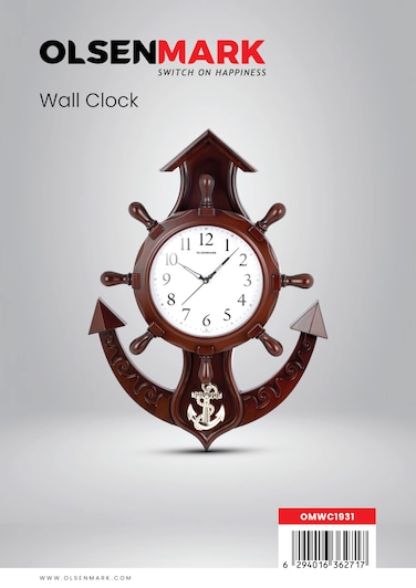 Olsenmark Round Wall Clock OMWC1931 WallMounted, Battery Operated and Durable and 2 YEAR WARRANTY