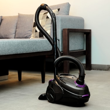 Olsenmark OMVC1782 Vacuum Cleaner with Dust Bag, 1.5 Litre, Powerful Suction - Dust Full Indicator - Flexible Hose with Airflow on Handle - Pedal Switch and Auto-Rewinding Wire - 2200W
