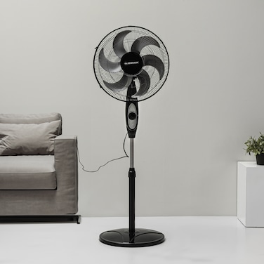 Olsenmark 16 inch Classic Stand Fan - 3 Speed 6 Leaf Blade, with Wide Oscillation, 1.3 Meter Height Setting &amp; Broad Base, Perfect for Home Office &amp; More, 2 Years Warranty