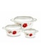 Delcasa 3-Piece Casserole Set with Glass Lids, White with Floral Design