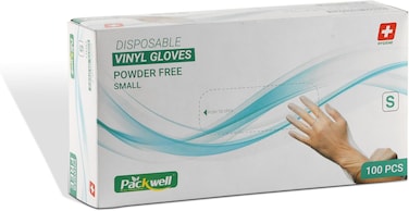 Packwell Vinyl Gloves Clear Powder Free Small 100 Pcs