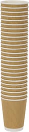 Packwell Ripple Paper Cups 8 Oz - Brown - Pack Of 25 - Triple-Wall Disposable Cups For Coffee, Tea &amp; Hot Beverages